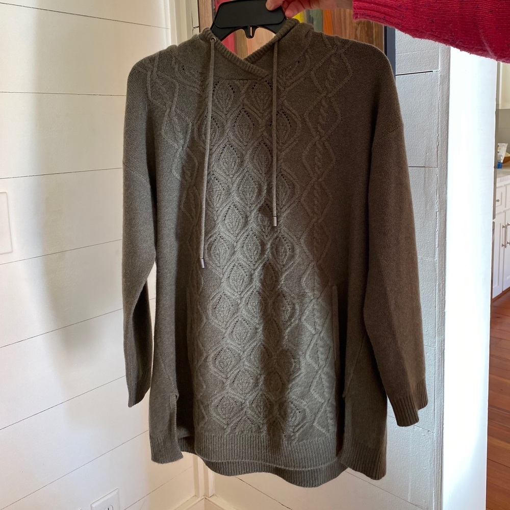 Garnet Hill Cashemere Cable Front Hoodie